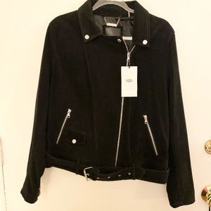 Brand New Black Suede Ugg Stacey Moto Jacket Size XL